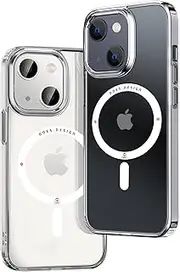 ONES iPhone 13 mini MagSafe Hard Hybrid Case, Military Grade Protection, Shockproof Airbag, Scratch-Resistant, Qi Wireless Charging, Anti-Yellow Silicone Magnetic Cover, Matte Translucent
