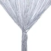 Grey String Curtain Panel, Glitter Door Wall Window Doorways Panel Fly Screen Fringe Room Divider Blinds, Decorative Tassel Ribbon Strip Silver Screen for Living Room, Bedroom