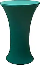 Viiamacki 24x43 Inch Round Spandex Cocktail Tablecloth, Dark Green Elastic Fitted Highboy Bar Table Cloth, High Top Circular Base Adjustable Pub Table Cover for Wedding Pool Party Anniversary