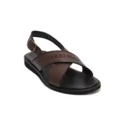 GoodMan 300 Brown Leather Slingback Slides Buckle Men Sandals 46 / US 13