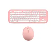 Mini Wireless Keyboard And Mouse Set Round Bluetooth Keyboard And Mouse - Pink
