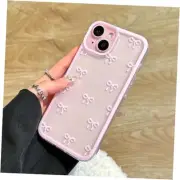 Case for Clear Cute Ribbon Bowknot Pattern Aesthetic iPhone 13 Pink