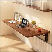 HOFUNTRE Wall Mounted Desk,Wall-Mounted Table,Hanging Table for Study,Easy to Fold, Reasonable Use of Space, Stable Load-Bearing, Close to The Wall Without Falling(Brown,80cm*40cm/31.5in*15.7in)