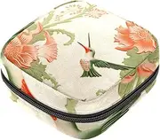 Period Bag,Sanitary Napkin Storage Bag,Bird Flower Japanese Print,Tampon Holder for Purse