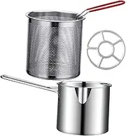 TIDTALEO 1Set Stainless Steel Fryer Kit with Frying Basket Thickened Deep Frying Pot for Safe Cooking Ergonomic Design for Easy Lifting for Veggies
