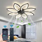 35'' Bladeless Ceiling Fan with Lights Remote Control, Modern Low Profile Cei...