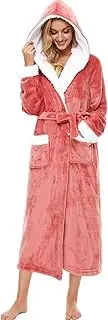 [ccko] Hooded Robes for Women Soft Fuzzy Spa Bathrobe for Womens Plush Warm Cute Lightweight House Shawl Collar Robe for Women