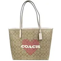 在飛比找momo購物網優惠-【COACH】C LOGO愛心磁釦肩背大購物/托特包(米白)