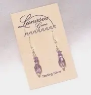 LUNASEA TREASURES AMETHYST FACETED GEMSTONE STERLING SILVER BEAD EARRINGS PETITE