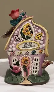 Blue Sky Clayworks EASTER BUNNY HEADQUARTERS Tea Light Candle House 8.75" NEW