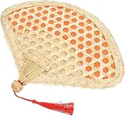 GREENADSCAPE Summer Essential: Portable Handheld Straw Fan for Boys and Girls Adults Handmade Woven Fan Decorative Edge for Home Office Wedding