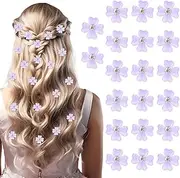 Mini Purple Clover Flower Hair Clips with Rhinestone,20Pcs Mini Flower Hair Clips with Daisy Flower,Mini Clover Flower Hair Clip Rhinestone Hair Clip,Mini Clover Flower Hair Clip with Cute Rhinestone