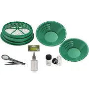 7 PC Beginner Gold Panning Kit with 1/2 Classifier Screen, Gold Pan, Snuffer