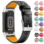 StrapsCo Smooth Genuine Leather Watch Strap Band for Fitbit Charge 5