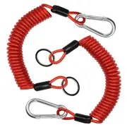 2PCS 6FT Breakaway Trailer Cable, Trailer Breakaway Safety Cable Spring Towing Coiled Wire for RV Trailer Campers Red