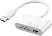 USB C SD Card Reader, USB C to Micro SD TF Memory Card Reader, 3-in-1 USB Camera Card Reader Adapter