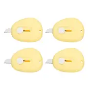 4 Pcs Mini Box Cutters Retractable, Small Utility Knife Letter Opener, Yellow