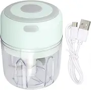 Electric Mini Garlic Chopper Large Capacity Powerful Motor Food Processor 250ml USB Rechargeable (Green)