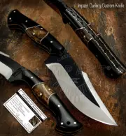 IMPACT CUTLERY RARE CUSTOM D2 FULL TANG BUSHCRAFT SKINNING KNIFE BULL HORN