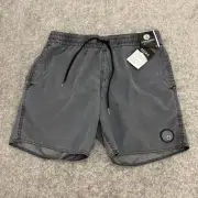 Volcom Shorts Mens Small Gray Center Trunk Swim Recycled Boardshorts Beach NEW