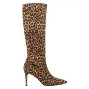 Nine West Sz 7 Womens Fivera Boots Tall Leopard Print Knee High Pointy Toe $199!