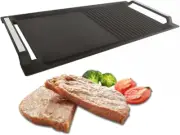 Griddle Pan, Cast Iron Grill Hot Plate, Rectangular Grill, 2 Handles with Flat a