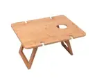 Clevinger Foldable 48Cm Bamboo Picnic Travel Table W/ Wine Bottle/Glass Holder