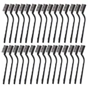 "Ultimate Cleaning Kit: 30PCS Mini Wire Brush Set - Curved Handle, Stainless Ste