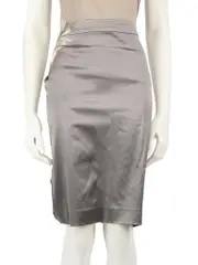 Silver Ruched Knee Length Pencil Skirt