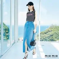 在飛比找momo購物網優惠-【mia mia】刷白水洗牛仔A字長裙