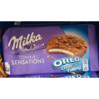 在飛比找蝦皮購物優惠-OREO-Milka Oreo夾餡巧克力口味豆餅乾156公克