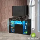 Corner TV Unit Stand Cabinet LED Lighted High Gloss 2 Drawers Furniture Black
