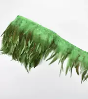 2 Metres Green Rooster Feather Fringe Ribbon Trim Edging Tassel DIY Craft Sewing