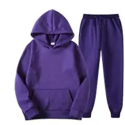 Casual Sweater 2 Piece Set Men's and Women Fashion Outdoor Sportswear Sport Sets, Pure Cardigan, Hooded Sweater,Casual Sports Pants Suit purple XL