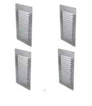 4 x Stainless Steel Rectangular 14 Louvre Air Vent, Caravan, Boat, Wall Eave