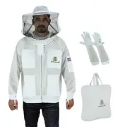 Bee Jacket Beekeeping Ventilated Mesh Round veil & Gloves. beekeeper