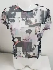 NeW ASOS Women Sheer Mesh See Through Stretchy Flattering Slim Crop Top Size M10
