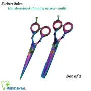 Set of 2 Professional barber salon hairdressing & thinning scissor multi 5.5" CE