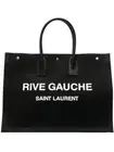 SAINT LAURENT Rive Gauche Black/White Canvas Large Tote Bag New & Authentic