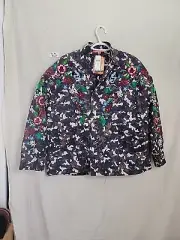 Vilagallo Anthropologie Oversized embroidered camo sequin jacket Size M NWT