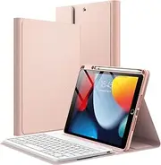 JETech Keyboard Case for iPad 10.2-Inch (2021/2020/2019 Model, 9th/8th/7th Generation) with Pencil Holder, Magnetic Detachable Bluetooth Wireless Keyboard, Soft TPU Back Stand Cover (Rose Gold)