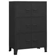 vidaXL Industrial Storage Chest Black Metal Container Side Cabinet Sideboard