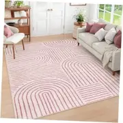 Abstract 8x10 Area Rugs, Soft Pink 8x10 Rugs for Living Room Bedroom Girls,