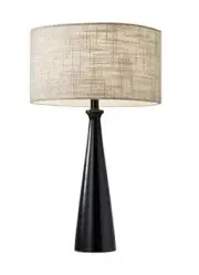 1517-01 Linda 21.5" Table Lamp, Smart Outlet Compatible Black