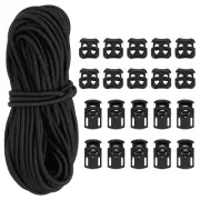 16 Yard Cord & Single Hole Lock & Double Hole Lock, Black 21 Pack