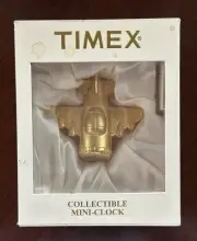 Timex Mini-Clock Gold Airplane Collectible Vintage Original Box