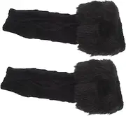 [COLLBATH] Winter Knitted Wrist Cuffs for Women Detachable Hand Sleeves Faux Fur Wrist Cuff Women Knit Fingerless Gloves with Thumb Hole
