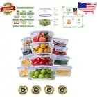 Versatile 24pc Glass Meal Prep Containers with Airtight Lids - Purple Accents