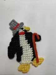 Adorable Handmade Finished Penguin Plastic Canvas Refrigerator Magnet