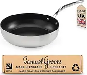 [Samuel Groves] 20cm Tri-Ply Stainless Steel Non-Stick Chef’s Frying Pan with Long Handle, Suitable for All Hobs Including Induction, Premium Quality Cookware, Made in England